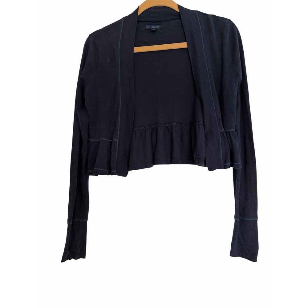 American Eagle Navy Blue Open Front Jersey Cardigan Lightweight Casual Layer S/P - Picture 1 of 9
